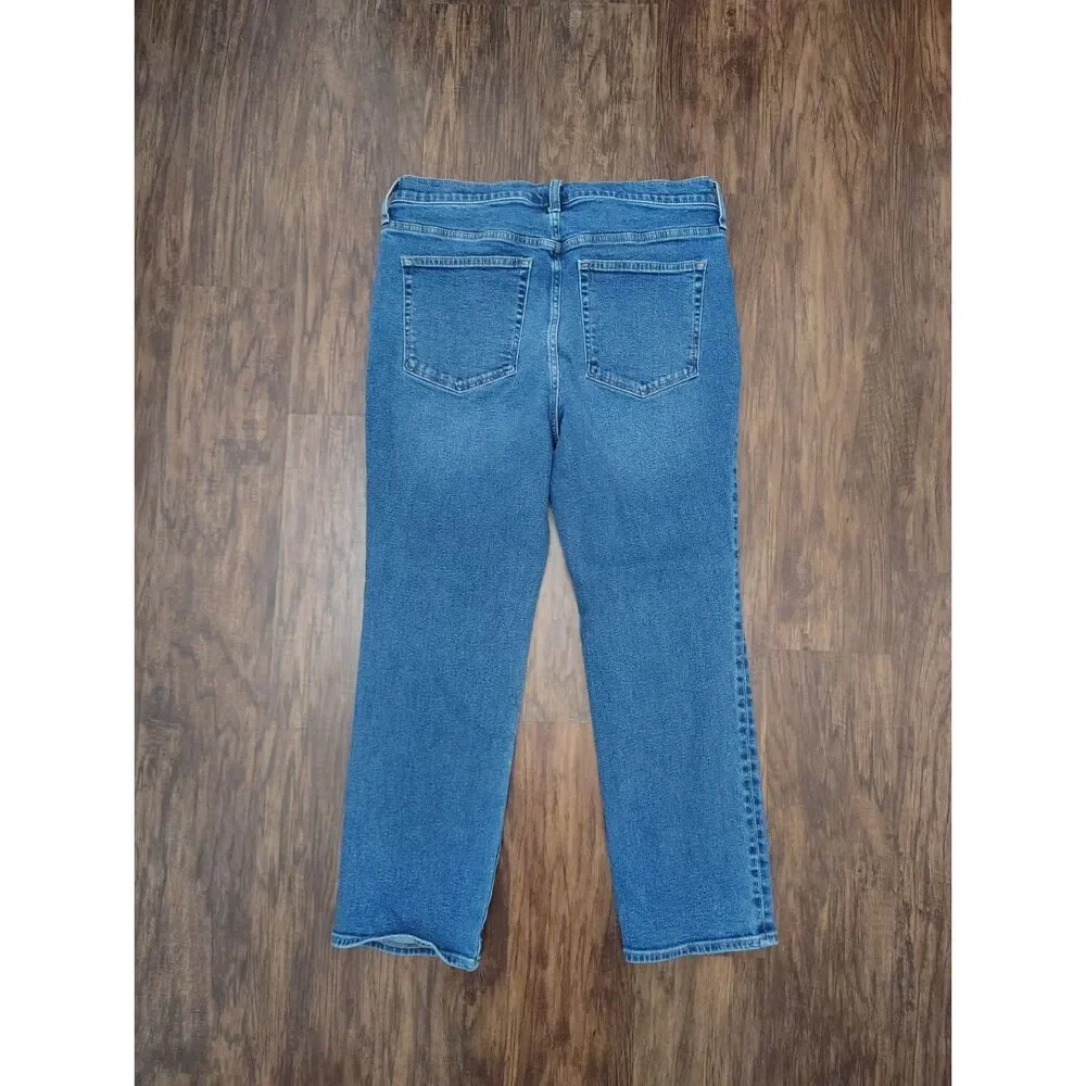 J.Crew Essential Straight Jeans Size 31 High Rise Button Fly Stretch Denim